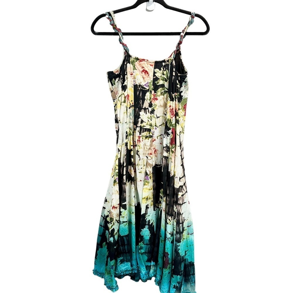Tianello Tie Dye Beaded Boho Floral Summer Dress - Picture 3 of 6